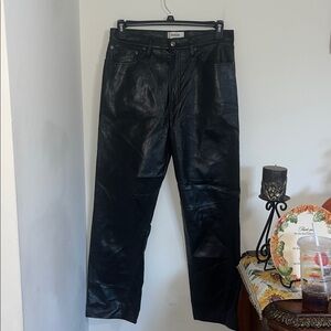 Agolde Black Leather Pants